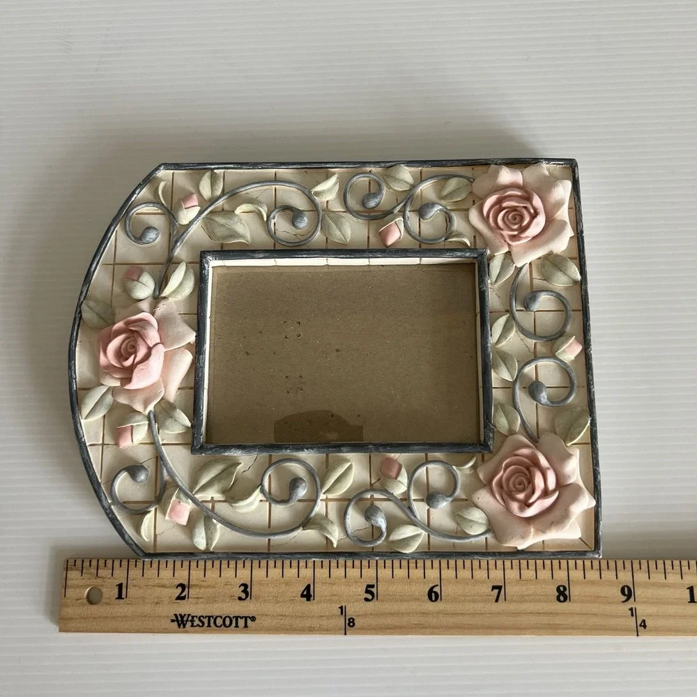 Vintage Shabby Chic Picture Photo Frame Pink Roses Cottagecore